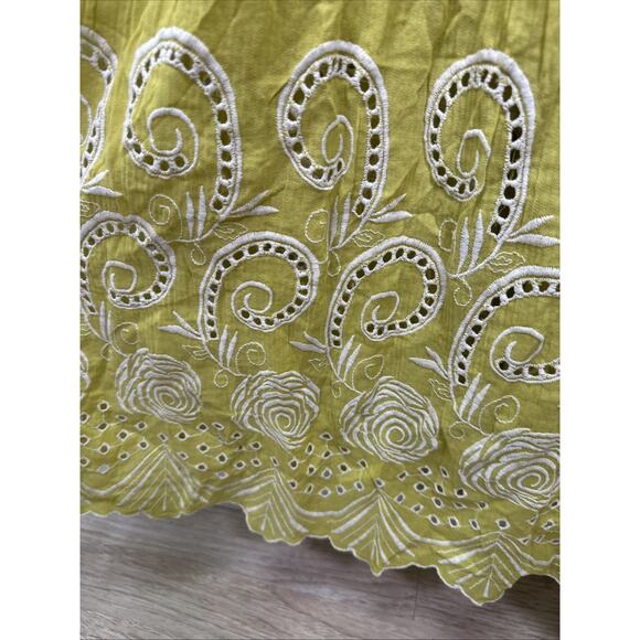 Sundance Remi Eyelet Maxi Dress XXL Bright Yellow Green Embroidered Cotton Flowy - Picture 4 of 12